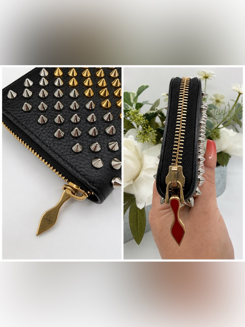 Christian Louboutin Calfskin Empire Panettone Spiked Zip Around Wallet- EUC🌟 - Picture 5 of 8